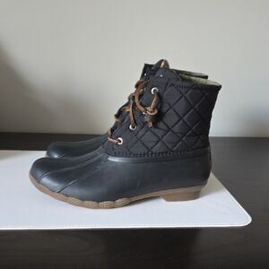 Sperry Black Quilted Lace-Up Boots
